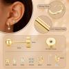 image:imageTurandoss Gold Earrings for Women 14K Gold Plated Hypoallergenic Flat Back Earring Cartilage Stud Hoop Earring Sets for Multiple Piercing Hoop Earrings for Women14K Gold Plated