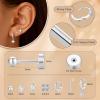 image:imageTurandoss Gold Earrings for Women 14K Gold Plated Hypoallergenic Flat Back Earring Cartilage Stud Hoop Earring Sets for Multiple Piercing Hoop Earrings for WomenSilver Plated