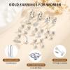 image:imageTurandoss Gold Earrings for Women 14K Gold Plated Hypoallergenic Flat Back Earring Cartilage Stud Hoop Earring Sets for Multiple Piercing Hoop Earrings for WomenSilver Plated