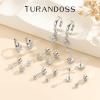image:imageTurandoss Gold Earrings for Women 14K Gold Plated Hypoallergenic Flat Back Earring Cartilage Stud Hoop Earring Sets for Multiple Piercing Hoop Earrings for WomenSilver Plated