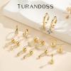 image:imageTurandoss Gold Earrings for Women 14K Gold Plated Hypoallergenic Flat Back Earring Cartilage Stud Hoop Earring Sets for Multiple Piercing Hoop Earrings for Women14K Gold Plated