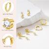 image:imageTurandoss Gold Hoop Earrings for Women Hypoallergenic 14K Gold Plated Cartilage Stud Hoop Earrings for Multiple Piercing 5ACZ Gold Earrings for WomenGold