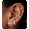image:imageTurandoss 7 Pairs Gold Earrings for Women  Hypoallergenic 14K Gold Plated Stud amp Hoop Cartilage Earring Sets Lightweight Helix Lobe Tragus Conch Earrings for WomenSilver Plated