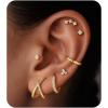 image:imageTurandoss 7 Pairs Gold Earrings for Women  Hypoallergenic 14K Gold Plated Stud amp Hoop Cartilage Earring Sets Lightweight Helix Lobe Tragus Conch Earrings for Women14K Gold Plated