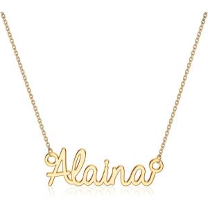 image:imageTurandoss Custom Name Necklace Personalized 14K Gold Plated Name Pendant Necklace Dainty Name Necklace Personalized Jewelry Gifts for WomenAlaina
