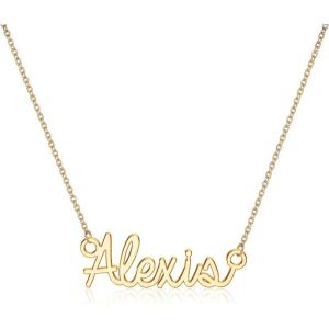 image:imageTurandoss Custom Name Necklace Personalized 14K Gold Plated Name Pendant Necklace Dainty Name Necklace Personalized Jewelry Gifts for WomenAlexis
