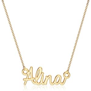 image:imageTurandoss Custom Name Necklace Personalized 14K Gold Plated Name Pendant Necklace Dainty Name Necklace Personalized Jewelry Gifts for WomenAlina