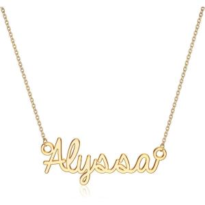 image:imageTurandoss Custom Name Necklace Personalized 14K Gold Plated Name Pendant Necklace Dainty Name Necklace Personalized Jewelry Gifts for WomenAlyssa