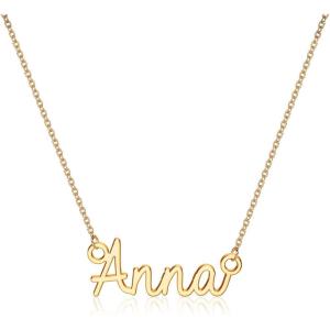 image:imageTurandoss Custom Name Necklace Personalized 14K Gold Plated Name Pendant Necklace Dainty Name Necklace Personalized Jewelry Gifts for WomenAnna