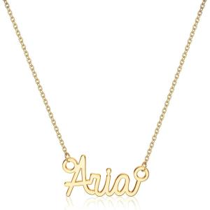image:imageTurandoss Custom Name Necklace Personalized 14K Gold Plated Name Pendant Necklace Dainty Name Necklace Personalized Jewelry Gifts for WomenAriaN