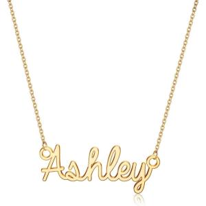 image:imageTurandoss Custom Name Necklace Personalized 14K Gold Plated Name Pendant Necklace Dainty Name Necklace Personalized Jewelry Gifts for WomenAshley