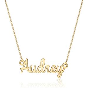 image:imageTurandoss Custom Name Necklace Personalized 14K Gold Plated Name Pendant Necklace Dainty Name Necklace Personalized Jewelry Gifts for WomenAudrey