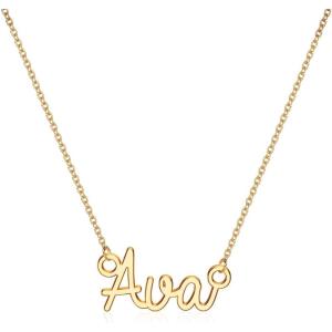 image:imageTurandoss Custom Name Necklace Personalized 14K Gold Plated Name Pendant Necklace Dainty Name Necklace Personalized Jewelry Gifts for WomenAva