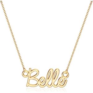 image:imageTurandoss Custom Name Necklace Personalized 14K Gold Plated Name Pendant Necklace Dainty Name Necklace Personalized Jewelry Gifts for WomenBelle