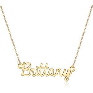 image:imageTurandoss Custom Name Necklace Personalized 14K Gold Plated Name Pendant Necklace Dainty Name Necklace Personalized Jewelry Gifts for WomenBrittany