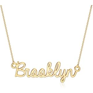 image:imageTurandoss Custom Name Necklace Personalized 14K Gold Plated Name Pendant Necklace Dainty Name Necklace Personalized Jewelry Gifts for WomenBrooklyn