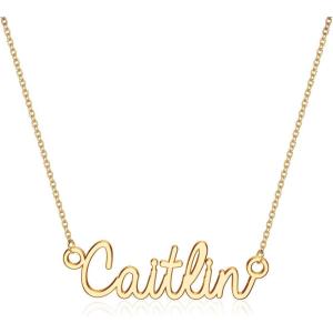 image:imageTurandoss Custom Name Necklace Personalized 14K Gold Plated Name Pendant Necklace Dainty Name Necklace Personalized Jewelry Gifts for WomenCaitlin