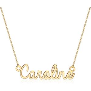 image:imageTurandoss Custom Name Necklace Personalized 14K Gold Plated Name Pendant Necklace Dainty Name Necklace Personalized Jewelry Gifts for WomenCaroline
