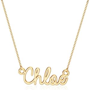 image:imageTurandoss Custom Name Necklace Personalized 14K Gold Plated Name Pendant Necklace Dainty Name Necklace Personalized Jewelry Gifts for WomenChloe