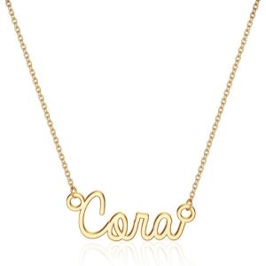 image:imageTurandoss Custom Name Necklace Personalized 14K Gold Plated Name Pendant Necklace Dainty Name Necklace Personalized Jewelry Gifts for WomenCora
