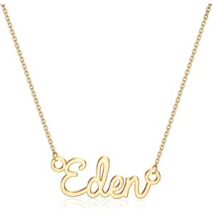 image:imageTurandoss Custom Name Necklace Personalized 14K Gold Plated Name Pendant Necklace Dainty Name Necklace Personalized Jewelry Gifts for WomenEden