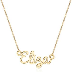 image:imageTurandoss Custom Name Necklace Personalized 14K Gold Plated Name Pendant Necklace Dainty Name Necklace Personalized Jewelry Gifts for WomenEliza