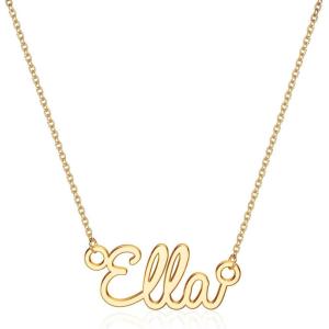 image:imageTurandoss Custom Name Necklace Personalized 14K Gold Plated Name Pendant Necklace Dainty Name Necklace Personalized Jewelry Gifts for WomenElla