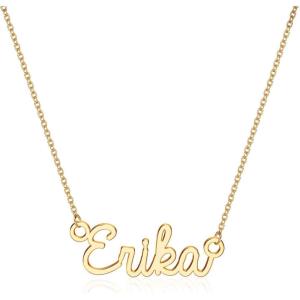 image:imageTurandoss Custom Name Necklace Personalized 14K Gold Plated Name Pendant Necklace Dainty Name Necklace Personalized Jewelry Gifts for WomenErika