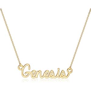 image:imageTurandoss Custom Name Necklace Personalized 14K Gold Plated Name Pendant Necklace Dainty Name Necklace Personalized Jewelry Gifts for WomenGenesis