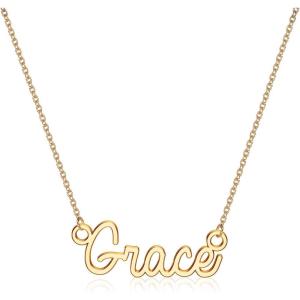 image:imageTurandoss Custom Name Necklace Personalized 14K Gold Plated Name Pendant Necklace Dainty Name Necklace Personalized Jewelry Gifts for WomenGrace