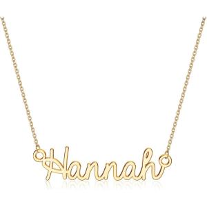 image:imageTurandoss Custom Name Necklace Personalized 14K Gold Plated Name Pendant Necklace Dainty Name Necklace Personalized Jewelry Gifts for WomenHannah