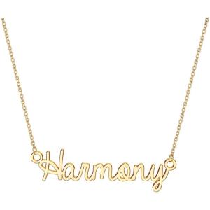 image:imageTurandoss Custom Name Necklace Personalized 14K Gold Plated Name Pendant Necklace Dainty Name Necklace Personalized Jewelry Gifts for WomenHarmony