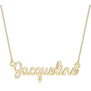 image:imageTurandoss Custom Name Necklace Personalized 14K Gold Plated Name Pendant Necklace Dainty Name Necklace Personalized Jewelry Gifts for WomenJacqueline