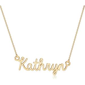 image:imageTurandoss Custom Name Necklace Personalized 14K Gold Plated Name Pendant Necklace Dainty Name Necklace Personalized Jewelry Gifts for WomenKathryn