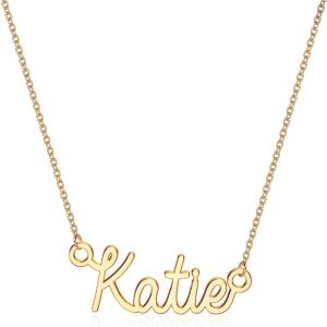 image:imageTurandoss Custom Name Necklace Personalized 14K Gold Plated Name Pendant Necklace Dainty Name Necklace Personalized Jewelry Gifts for WomenKatie