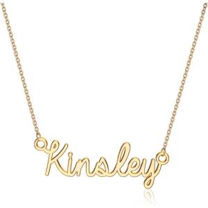 image:imageTurandoss Custom Name Necklace Personalized 14K Gold Plated Name Pendant Necklace Dainty Name Necklace Personalized Jewelry Gifts for WomenKinsley