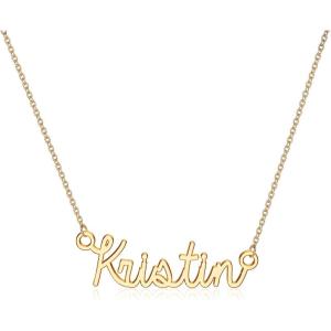 image:imageTurandoss Custom Name Necklace Personalized 14K Gold Plated Name Pendant Necklace Dainty Name Necklace Personalized Jewelry Gifts for WomenKristin