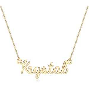 image:imageTurandoss Custom Name Necklace Personalized 14K Gold Plated Name Pendant Necklace Dainty Name Necklace Personalized Jewelry Gifts for WomenKrystal