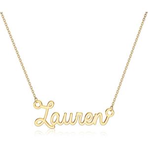 image:imageTurandoss Custom Name Necklace Personalized 14K Gold Plated Name Pendant Necklace Dainty Name Necklace Personalized Jewelry Gifts for WomenLaurenN