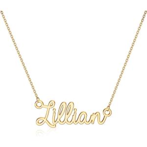 image:imageTurandoss Custom Name Necklace Personalized 14K Gold Plated Name Pendant Necklace Dainty Name Necklace Personalized Jewelry Gifts for WomenLillian