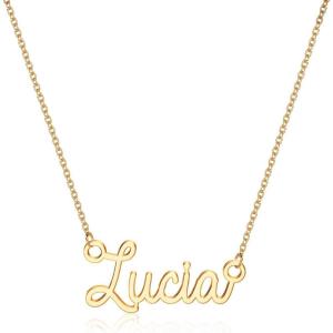 image:imageTurandoss Custom Name Necklace Personalized 14K Gold Plated Name Pendant Necklace Dainty Name Necklace Personalized Jewelry Gifts for WomenLucia