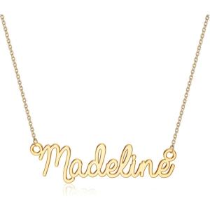 image:imageTurandoss Custom Name Necklace Personalized 14K Gold Plated Name Pendant Necklace Dainty Name Necklace Personalized Jewelry Gifts for WomenMadeline
