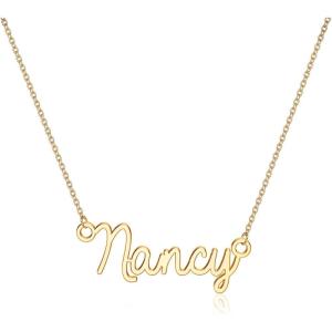 image:imageTurandoss Custom Name Necklace Personalized 14K Gold Plated Name Pendant Necklace Dainty Name Necklace Personalized Jewelry Gifts for WomenNancy