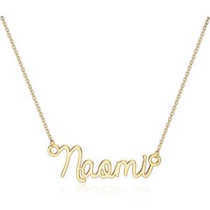 image:imageTurandoss Custom Name Necklace Personalized 14K Gold Plated Name Pendant Necklace Dainty Name Necklace Personalized Jewelry Gifts for WomenNaomi