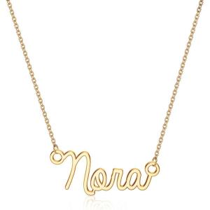 image:imageTurandoss Custom Name Necklace Personalized 14K Gold Plated Name Pendant Necklace Dainty Name Necklace Personalized Jewelry Gifts for WomenNora