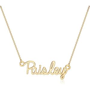 image:imageTurandoss Custom Name Necklace Personalized 14K Gold Plated Name Pendant Necklace Dainty Name Necklace Personalized Jewelry Gifts for WomenPaisley