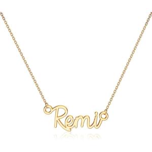 image:imageTurandoss Custom Name Necklace Personalized 14K Gold Plated Name Pendant Necklace Dainty Name Necklace Personalized Jewelry Gifts for WomenRemi