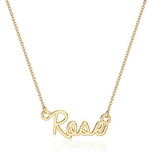 image:imageTurandoss Custom Name Necklace Personalized 14K Gold Plated Name Pendant Necklace Dainty Name Necklace Personalized Jewelry Gifts for WomenRose