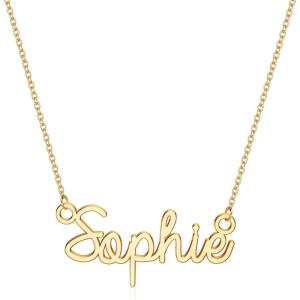 image:imageTurandoss Custom Name Necklace Personalized 14K Gold Plated Name Pendant Necklace Dainty Name Necklace Personalized Jewelry Gifts for WomenSophieN