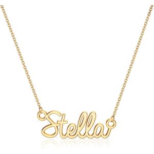 image:imageTurandoss Custom Name Necklace Personalized 14K Gold Plated Name Pendant Necklace Dainty Name Necklace Personalized Jewelry Gifts for WomenStella